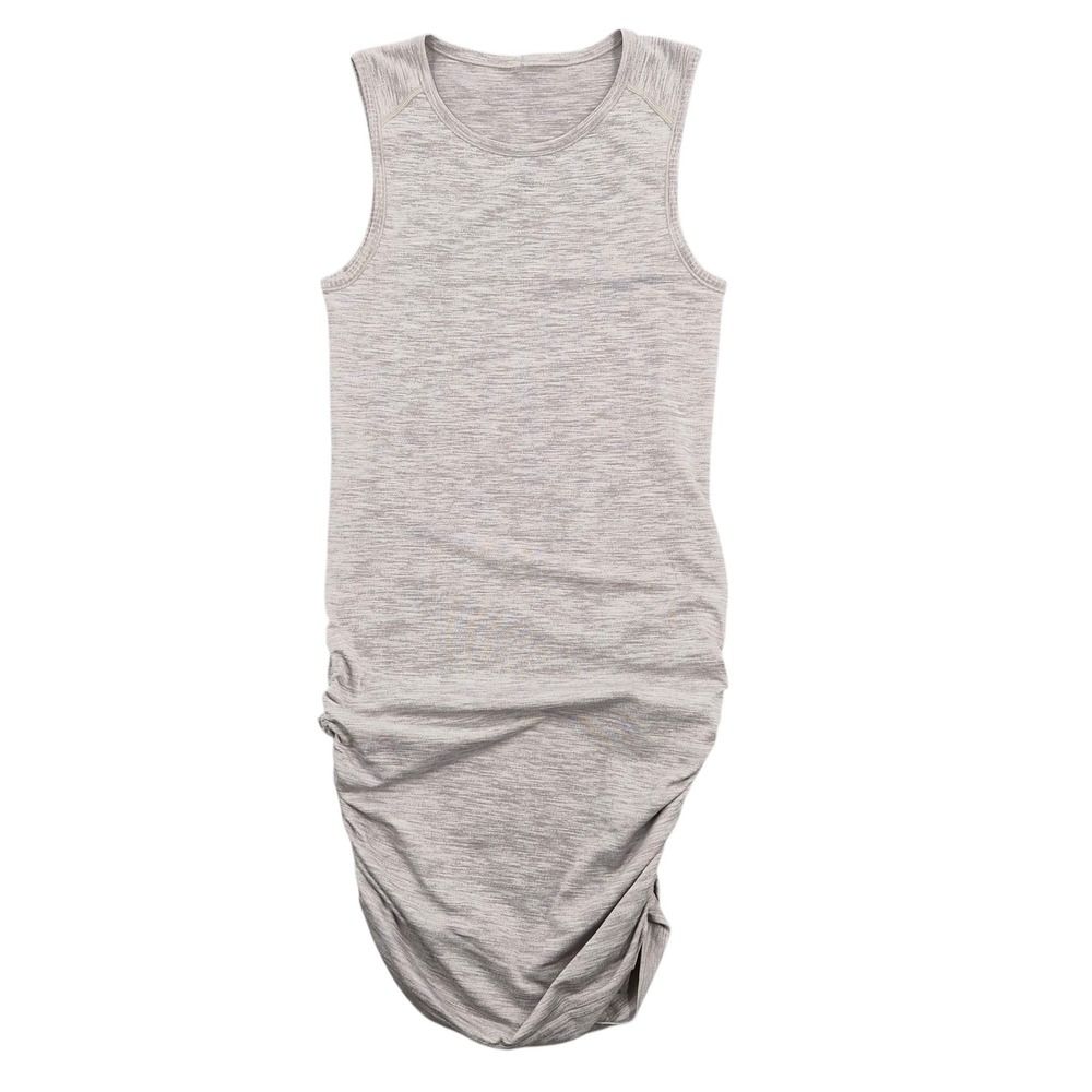 Lululemon Womens Ruched Side Sleeveless Midi Dress Heathered Grey Space Dye 4